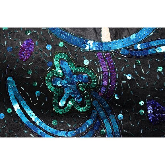 Vintage 1980s - Pinki Collection - 100% Silk Sequin Beaded Confetti Top, S or M - Picture 10 of 10